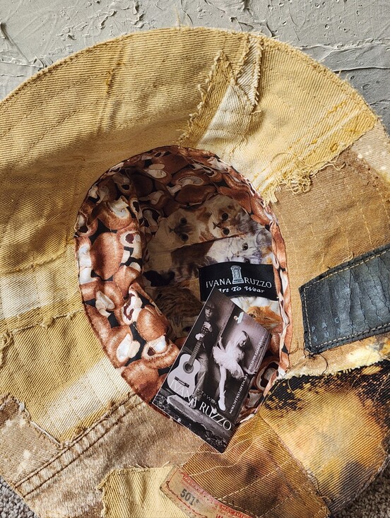 Designer Top Hat Upcycled Raw Wide-Brim Patched Rustic Artisan Hat main image 9